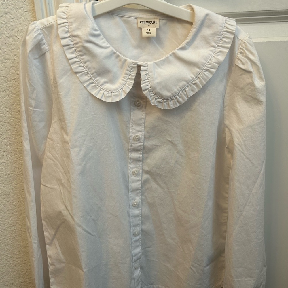 Crew Cuts Girls White Button Down Shirt